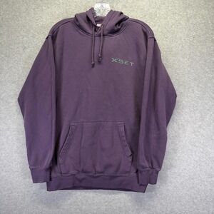 XSET Hoodie Mens Medium Purple Exploration Division Graphic Fleece Sweatshirt